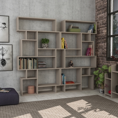 Стеллаж прямой KARMATO BOOKCASE LIGHT MOCHA LIGHT MOCHA  96X26X169 СМ. (LEV00660)