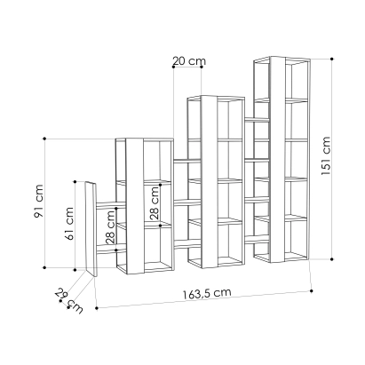 Стеллаж прямой LIFT SEPARATOR BOOKCASE WHITE WHITE WHITE 164X29X151 СМ. (LEV00717)