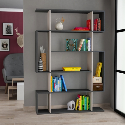 Стеллаж прямой MITO BOOKCASE LIGHT MOCHA ANTHRACITE  109X26X161 СМ. (LEV00590)