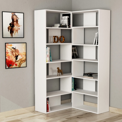 Стеллаж угловой MOLLY BOOKCASE NO.4 WHITE WHITE WHITE 93,5X30X179 СМ. (LEV00613)