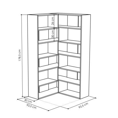 Стеллаж угловой MOLLY BOOKCASE NO.4 WHITE WHITE WHITE 93,5X30X179 СМ. (LEV00613)