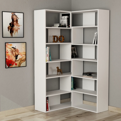 Стеллаж угловой MOLLY BOOKCASE NO.4 WHITE WHITE WHITE 93,5X30X179 СМ. (LEV00613)