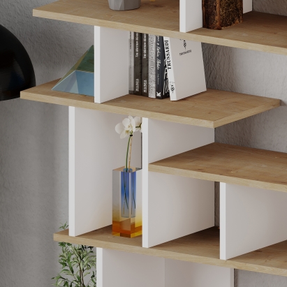 Стеллаж прямой APOLLON BOOKCASE WHITE OAK  120X29X149 СМ. (LEV00684)