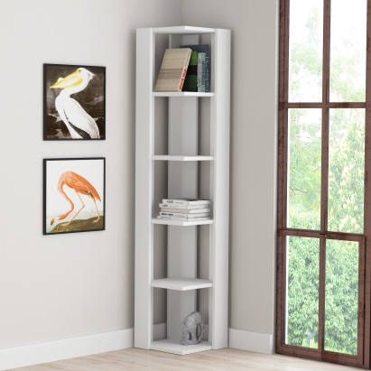 Стеллаж угловой NATI CORNER BOOKCASE WHITE WHITE WHITE 34X34X161 СМ. (LEV00710)