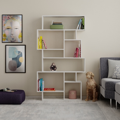 Стеллаж прямой KARMATO BOOKCASE ANCIENT WHITE ANCIENT WHITE  96X26X169 СМ. (LEV00689)