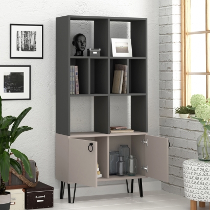 Стеллаж прямой BENE BOOKCASE ANTHRACITE LIGHT MOCHA LIGHT MOCHA 80X30X166 СМ. (LEV00646)