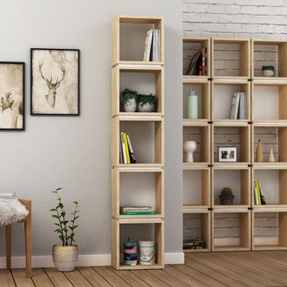 Стеллаж прямой MULTI BOOKCASE OAK OAK WHITE 32X22X167 СМ. (LEV00638)