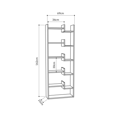 Стеллаж прямой OPPA BOOKCASE ANTHRACITE ANTHRACITE WHITE 69X22X162,4 СМ. (LEV00595)