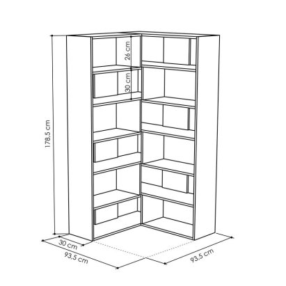 Стеллаж угловой MOLLY BOOKCASE NO.4 OAK OAK OAK 94X30X179 СМ. (LEV00617)