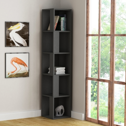 Стеллаж угловой PIANO BOOKCASE ANTHRACITE ANTHRACITE ANTHRACITE 31X31X159 СМ. (LEV00620)