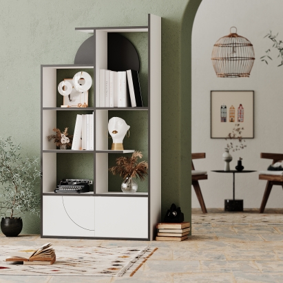 Стеллаж прямой HALF BOOKCASE ANTHRACITE WHITE WHITE 85X30X165 СМ. (LEV00676)