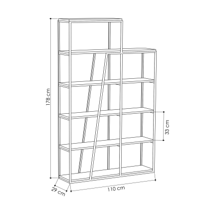 Стеллаж прямой PAL BOOKCASE OAK OAK  110X29X178 СМ. (LEV00655)