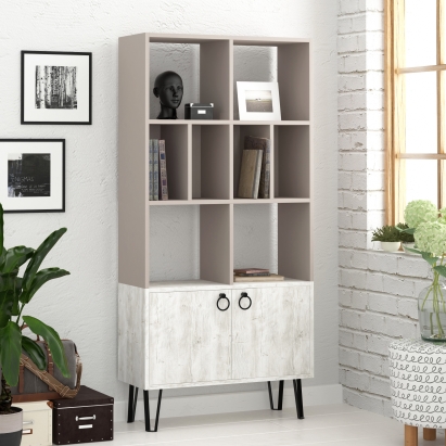 Стеллаж прямой BENE BOOKCASE LIGHT MOCHA ANCIENT WHITE ANCIENT WHITE 80X30X166 СМ. (LEV00649)