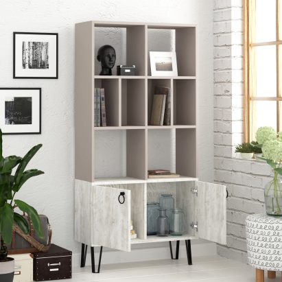 Стеллаж прямой BENE BOOKCASE LIGHT MOCHA ANCIENT WHITE ANCIENT WHITE 80X30X166 СМ. (LEV00649)