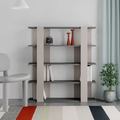 Стеллаж прямой TITA BOOKCASE LIGHT MOCHA ANTHRACITE LIGHT MOCHA 110X29X122 СМ. (LEV00688)