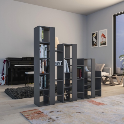 Стеллаж прямой LIFT SEPARATOR BOOKCASE ANTHRACITE ANTHRACITE ANTHRACITE 164X29X151 СМ. (LEV00714)