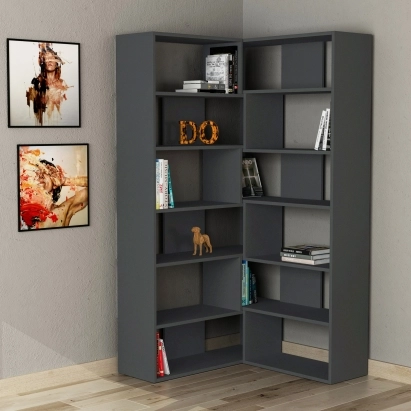 Стеллаж прямой MOLLY BOOKCASE NO.4 ANTHRACITE ANTHRACITE ANTHRACITE 94X30X179 СМ. (LEV00612)
