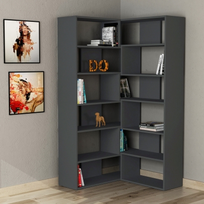 Стеллаж прямой MOLLY BOOKCASE NO.4 ANTHRACITE ANTHRACITE ANTHRACITE 94X30X179 СМ. (LEV00612)