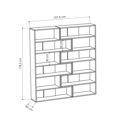 Стеллаж прямой MOLLY BOOKCASE NO.4 ANTHRACITE ANTHRACITE ANTHRACITE 94X30X179 СМ. (LEV00612)