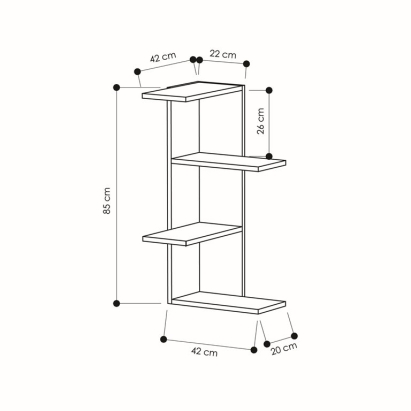 Стеллаж угловой SASO CORNER SHELF WHITE WHITE WHITE 42X20X85 СМ. (LEV00708)