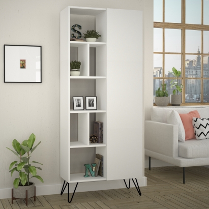 Стеллаж прямой JEDDA BOOKCASE WHITE WHITE WHITE 81X30X191 СМ. (LEV00666)