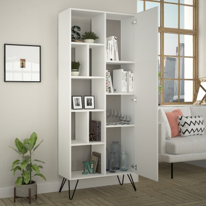 Стеллаж прямой JEDDA BOOKCASE WHITE WHITE WHITE 81X30X191 СМ. (LEV00666)