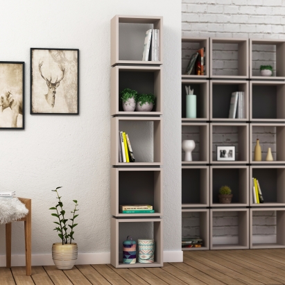 Стеллаж прямой MULTI BOOKCASE ANTHRACITE LIGHT MOCHA  32X22X167 СМ. (LEV00637)