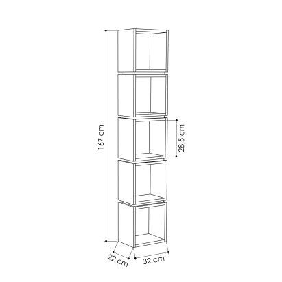 Стеллаж прямой MULTI BOOKCASE ANTHRACITE LIGHT MOCHA  32X22X167 СМ. (LEV00637)