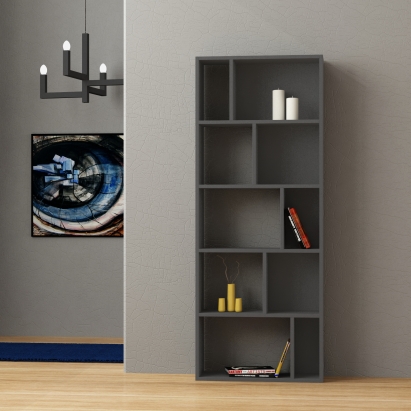 Стеллаж прямой ONDA BOOKCASE ANTHRACITE ANTHRACITE ANTHRACITE 65X25X166 СМ. (LEV00603)