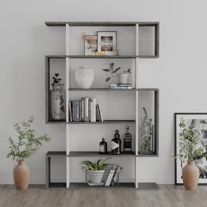 Стеллаж прямой MITO BOOKCASE ANCIENT WHITE RETRO GRAY  109X26X161 СМ. (LEV00691)