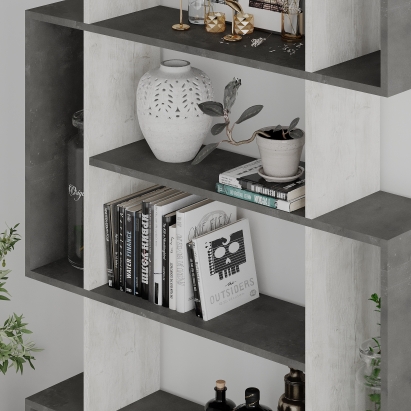 Стеллаж прямой MITO BOOKCASE ANCIENT WHITE RETRO GRAY  109X26X161 СМ. (LEV00691)