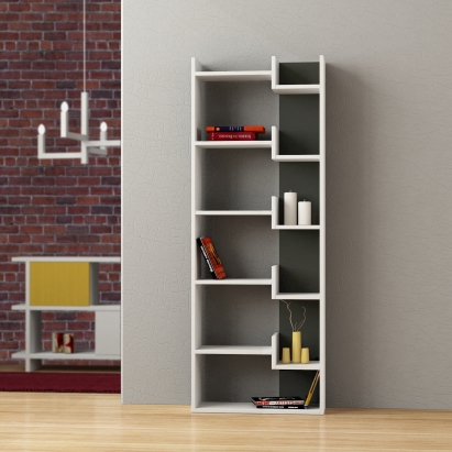 Стеллаж прямой OPPA BOOKCASE WHITE WHITE ANTHRACITE 69X22X162,4 СМ. (LEV00609)