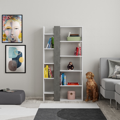 Стеллаж прямой LIFT BOOKCASE WHITE WHITE RETRO GRAY 80X29X151 СМ. (LEV00687)