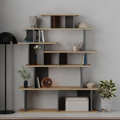 Стеллаж прямой APOLLON BOOKCASE ANTHRACITE OAK  120X29X149 СМ. (LEV00685)