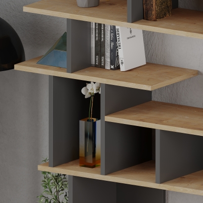 Стеллаж прямой APOLLON BOOKCASE ANTHRACITE OAK  120X29X149 СМ. (LEV00685)