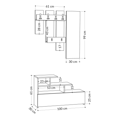 Обувница с вешалкой для одежды VESTY HALL STAND LIGHT MOCHA LIGHT MOCHA ANTHRACITE 100X30X61 СМ. (LE