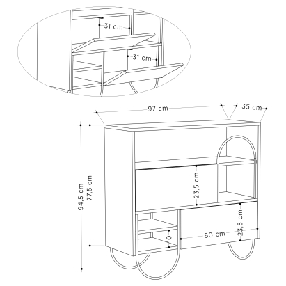 Обувница NORFOLK SHOE CABINET HITIT HITIT LAGINA 97X35X95 СМ. (LEV00813)