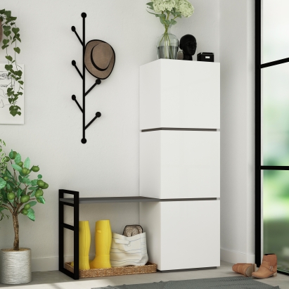 Обувница с вешалкой для одежды MELLO HALLWAY STAND WHITE ANTHRACITE WHITE 109X39X149 СМ. (LEV00783)