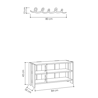 Обувница с вешалкой для одежды TONO SHOE RACK-HANGER ANTHRACITE OAK ANTHRACITE 84X32X43 СМ. (LEV0080