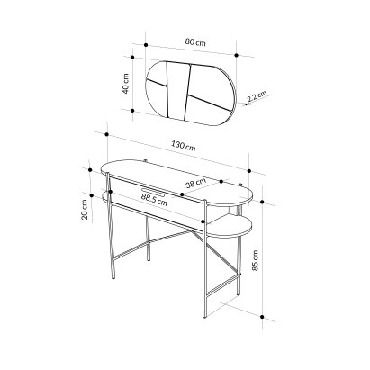 Консоль напольная OTIS CONSOLE WITH MIRROR WHITE OAK WHITE 130X38X86 СМ. (LEV00728)