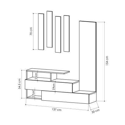 Обувница с вешалкой для одежды RAMDA HALL STAND WHITE OAK OAK 137X35X154 СМ. (LEV00755)