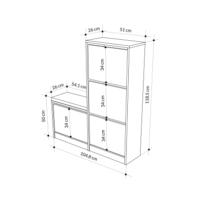 Обувница DUDE BENCH & SHOE CABINET OAK OAK OAK 105X26X119 СМ. (LEV00744)