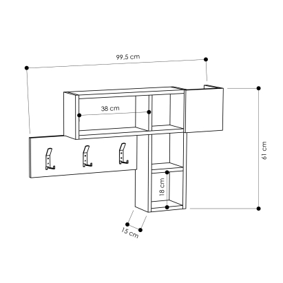 Вешалка для одежды GAME HANGER ANTHRACITE ANTHRACITE OAK 100X15X61 СМ. (LEV00788)