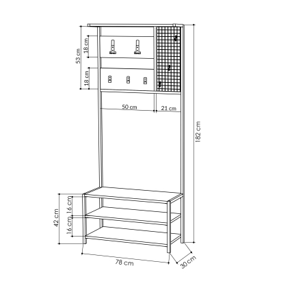 Обувница с вешалкой для одежды NOMAD HALL UNIT WHITE WHITE WHITE 78X30X182 СМ. (LEV00766)