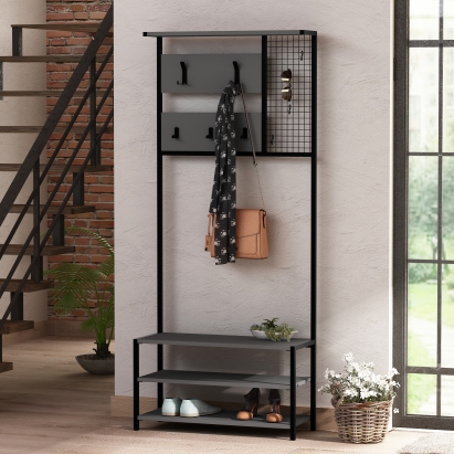 Обувница с вешалкой для одежды NOMAD HALL UNIT ANTHRACITE ANTHRACITE ANTHRACITE 78X30X182 СМ. (LEV00