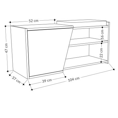 Обувница FIONA BENCH OAK OAK ANTHRACITE 104X37X47 СМ. (LEV00740)