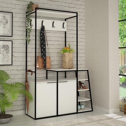 Обувница с вешалкой для одежды PAL HALL STAND WHITE WHITE WHITE 116X39X180 СМ. (LEV00771)