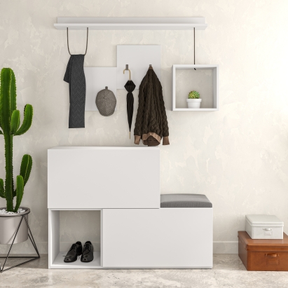 Обувница с вешалкой для одежды HOLDON HANGER WHITE WHITE WHITE 120X37X88 СМ. (LEV00792)