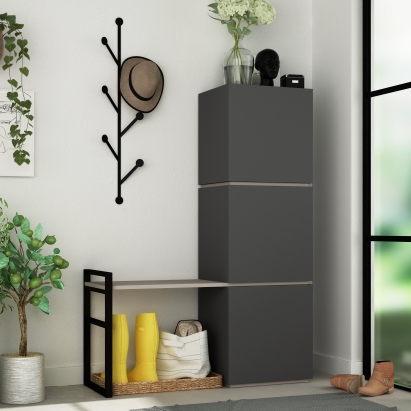 Обувница с вешалкой для одежды MELLO HALLWAY STAND ANTHRACITE LIGHT MOCHA ANTHRACITE 109X39X149 СМ. 