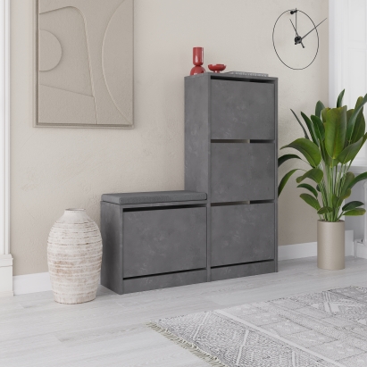 Обувница DUDE BENCH & SHOE CABINET RETRO GRAY RETRO GRAY RETRO GRAY 105X26X119 СМ. (LEV00747)